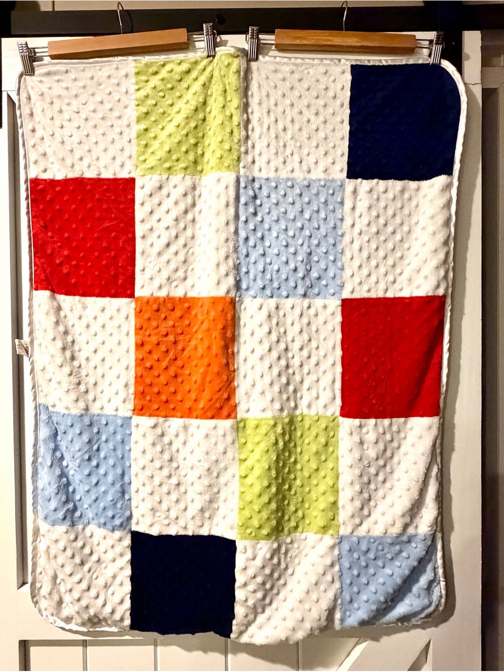 Circo Minky Dot Patchwork Baby Blanket Multicolor Satin Trim